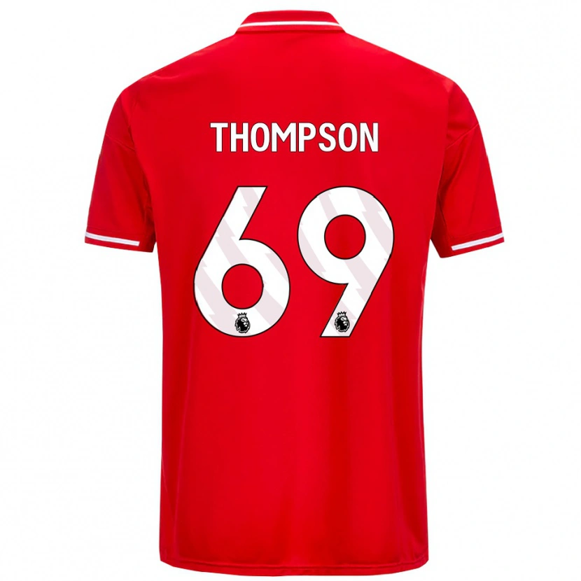 Danxen Uomo Maglia Kalum Thompson #69 Rosso Bianco Kit Gara Home 2025/26 Maglietta