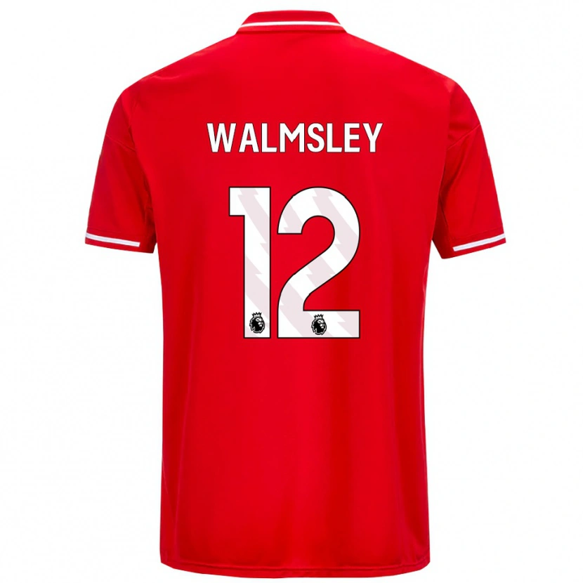 Danxen Uomo Maglia Joseph Walmsley #12 Rosso Bianco Kit Gara Home 2025/26 Maglietta