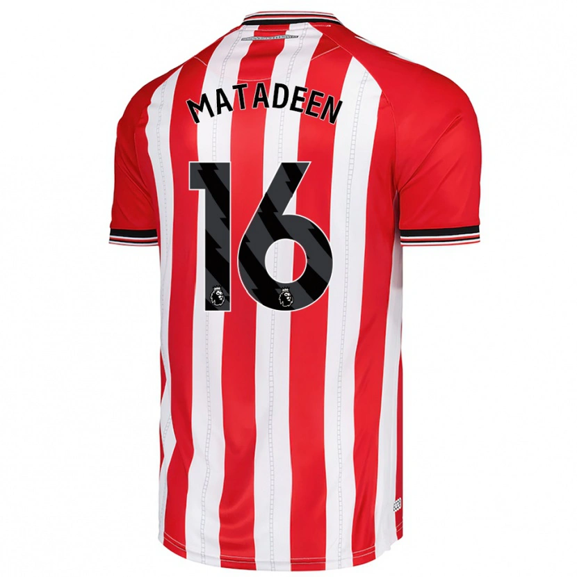 Danxen Uomo Maglia Jay Matadeen #16 Rosso Bianco Kit Gara Home 2025/26 Maglietta