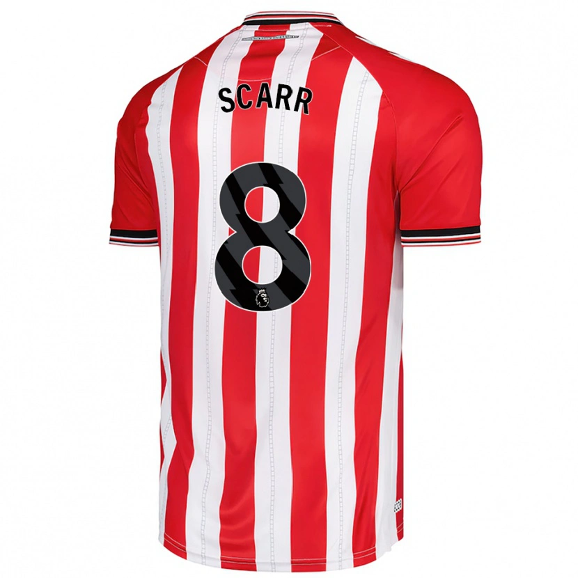 Danxen Uomo Maglia Emily Scarr #8 Rosso Bianco Kit Gara Home 2025/26 Maglietta