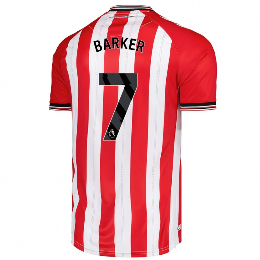 Danxen Uomo Maglia James Barker #7 Rosso Bianco Kit Gara Home 2025/26 Maglietta