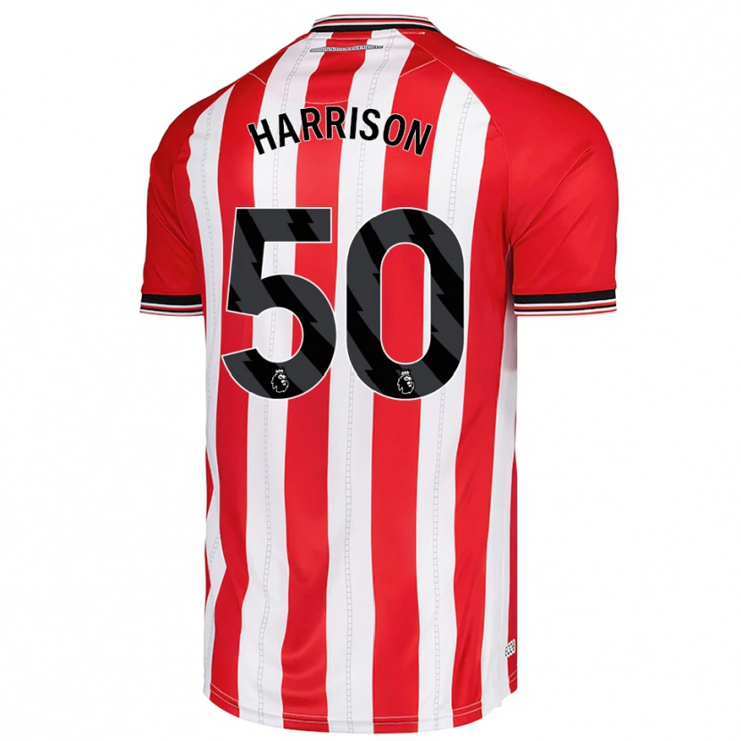 Danxen Uomo Maglia Harrison Jones #50 Rosso Bianco Kit Gara Home 2025/26 Maglietta