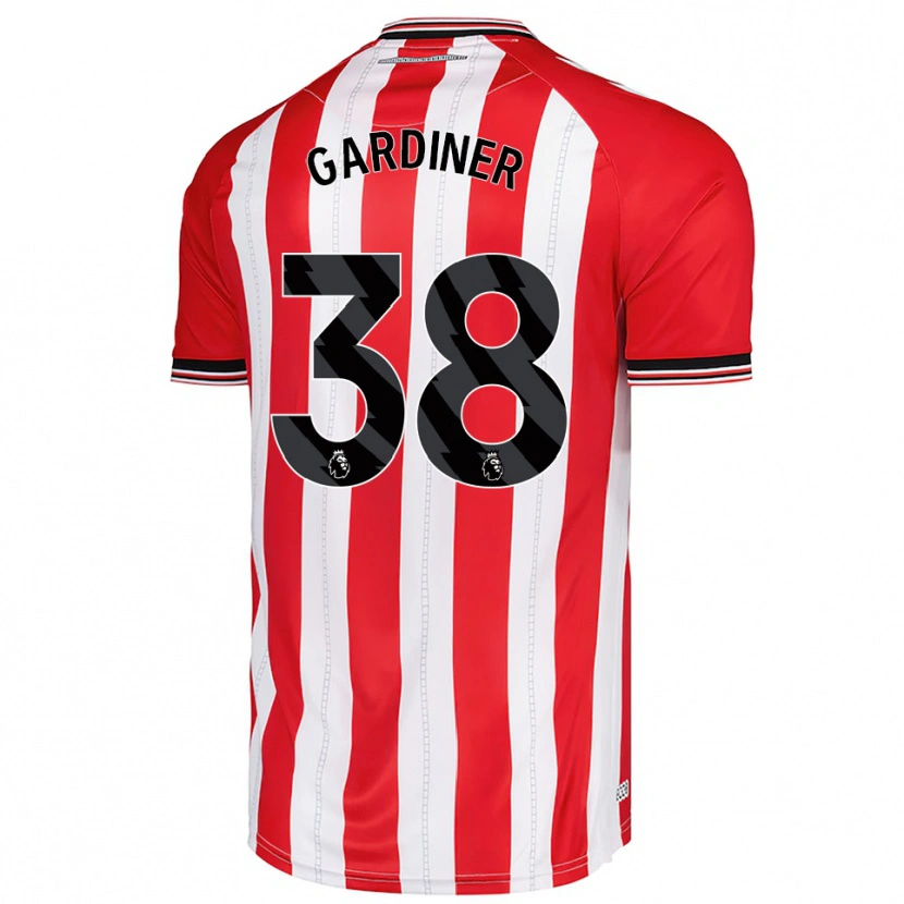 Danxen Uomo Maglia Harry Gardiner #38 Rosso Bianco Kit Gara Home 2025/26 Maglietta