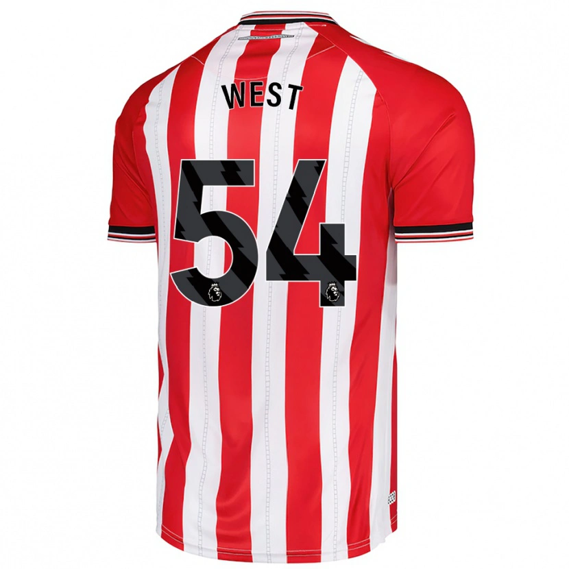 Danxen Uomo Maglia Ella West #54 Rosso Bianco Kit Gara Home 2025/26 Maglietta