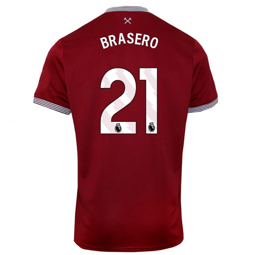 Danxen Uomo Maglia Sarah Brasero #21 Borgogna Bianco Kit Gara Home 2025/26 Maglietta