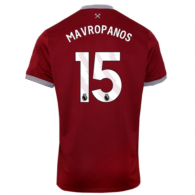Danxen Uomo Maglia Konstantinos Mavropanos #15 Borgogna Bianco Kit Gara Home 2025/26 Maglietta
