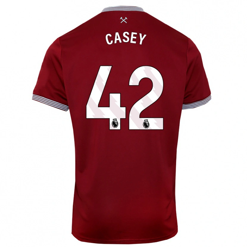 Danxen Uomo Maglia Kaelan Casey #42 Borgogna Bianco Kit Gara Home 2025/26 Maglietta