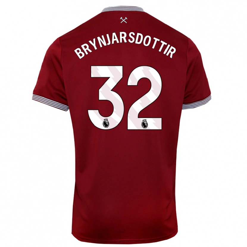 Danxen Uomo Maglia Dagny Brynjarsdottir #32 Borgogna Bianco Kit Gara Home 2025/26 Maglietta