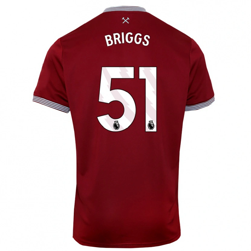 Danxen Uomo Maglia Josh Briggs #51 Borgogna Bianco Kit Gara Home 2025/26 Maglietta