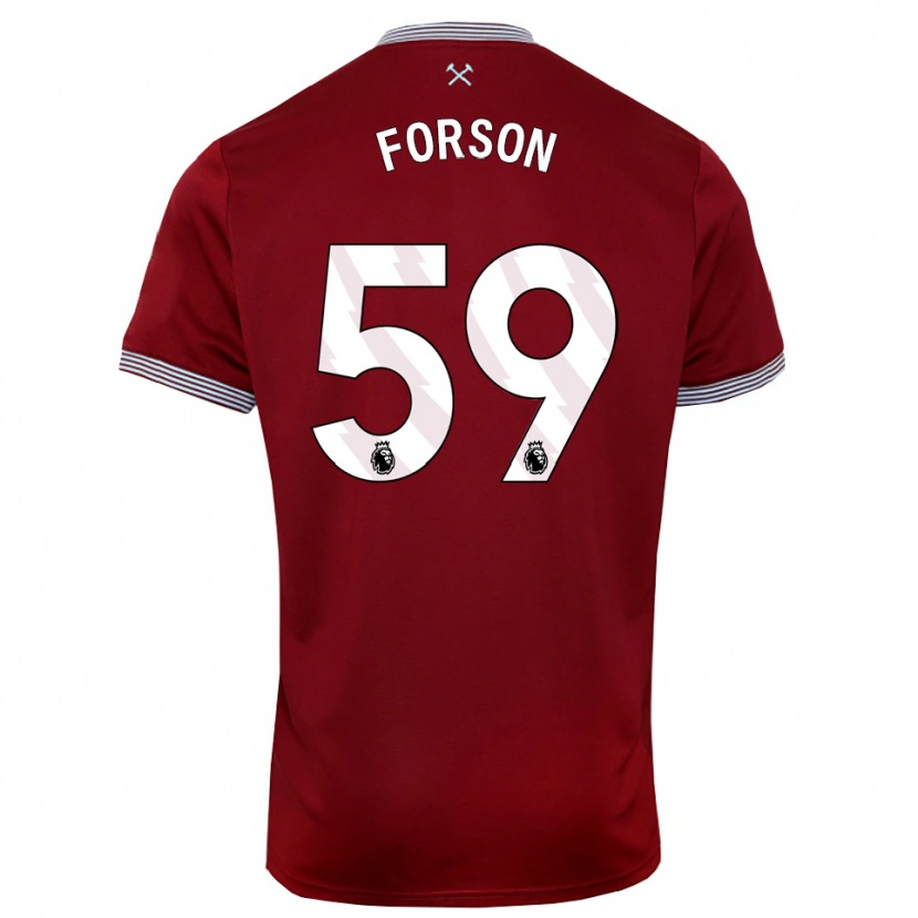 Danxen Uomo Maglia Keenan Forson #59 Borgogna Bianco Kit Gara Home 2025/26 Maglietta