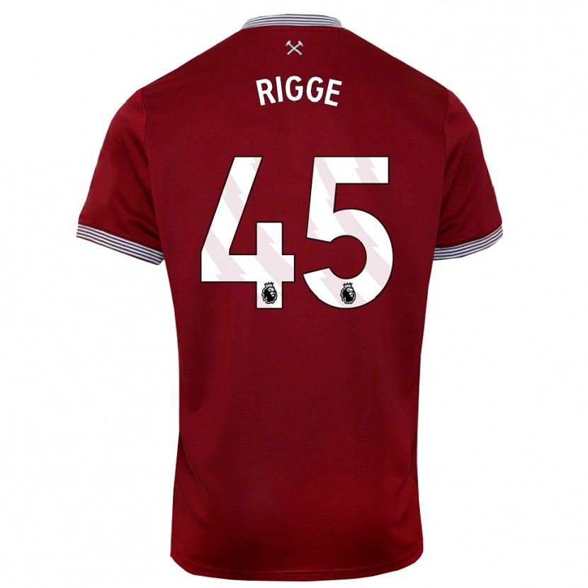 Danxen Uomo Maglia Daniel Rigge #45 Borgogna Bianco Kit Gara Home 2025/26 Maglietta