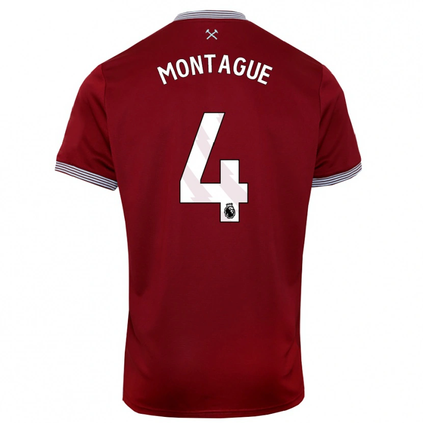Danxen Uomo Maglia Harry Montague #4 Borgogna Bianco Kit Gara Home 2025/26 Maglietta