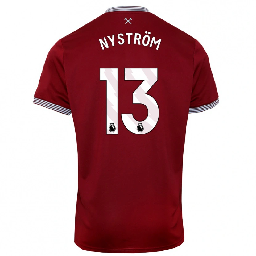 Danxen Uomo Maglia Eva Nyström #13 Borgogna Bianco Kit Gara Home 2025/26 Maglietta