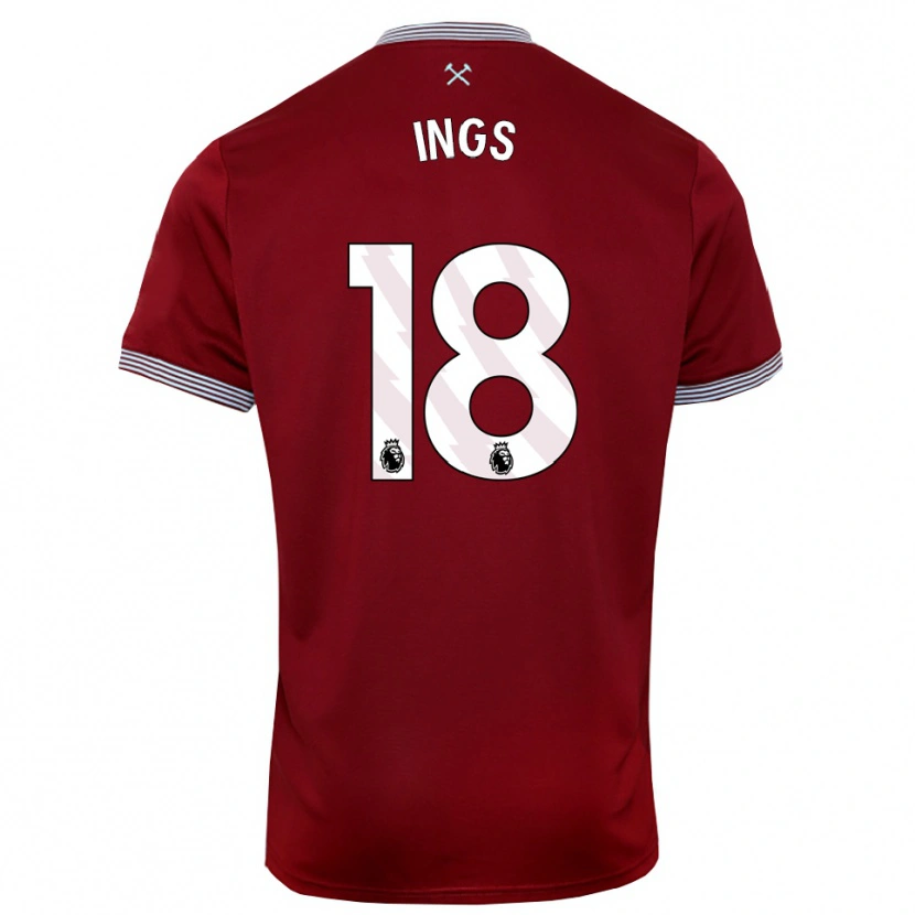 Danxen Uomo Maglia Danny Ings #18 Borgogna Bianco Kit Gara Home 2025/26 Maglietta