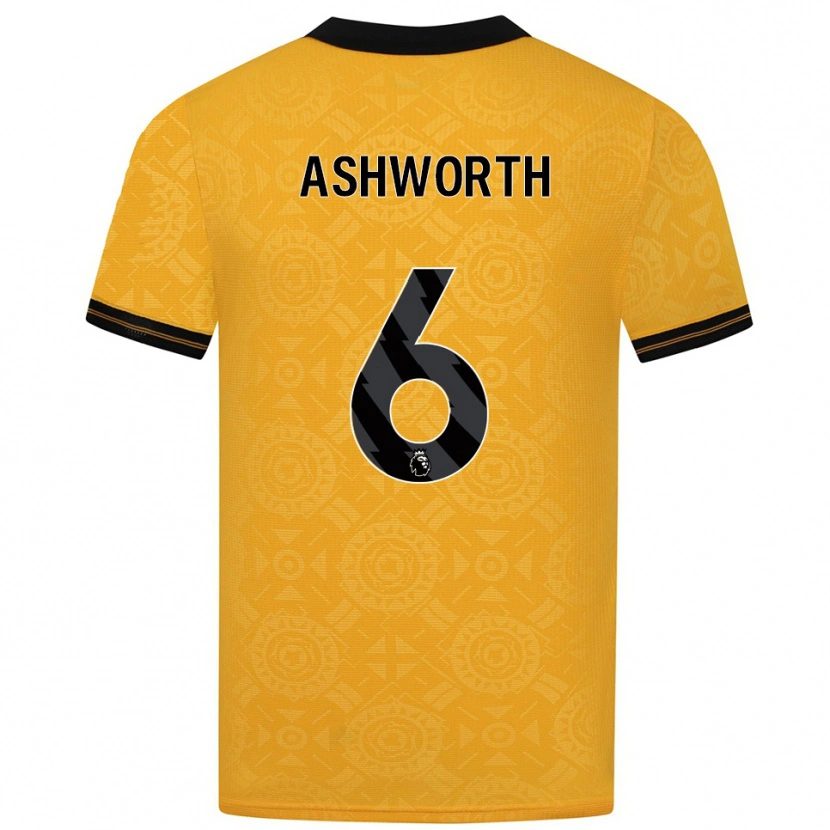 Danxen Uomo Maglia Finn Ashworth #6 Giallo Nero Kit Gara Home 2025/26 Maglietta