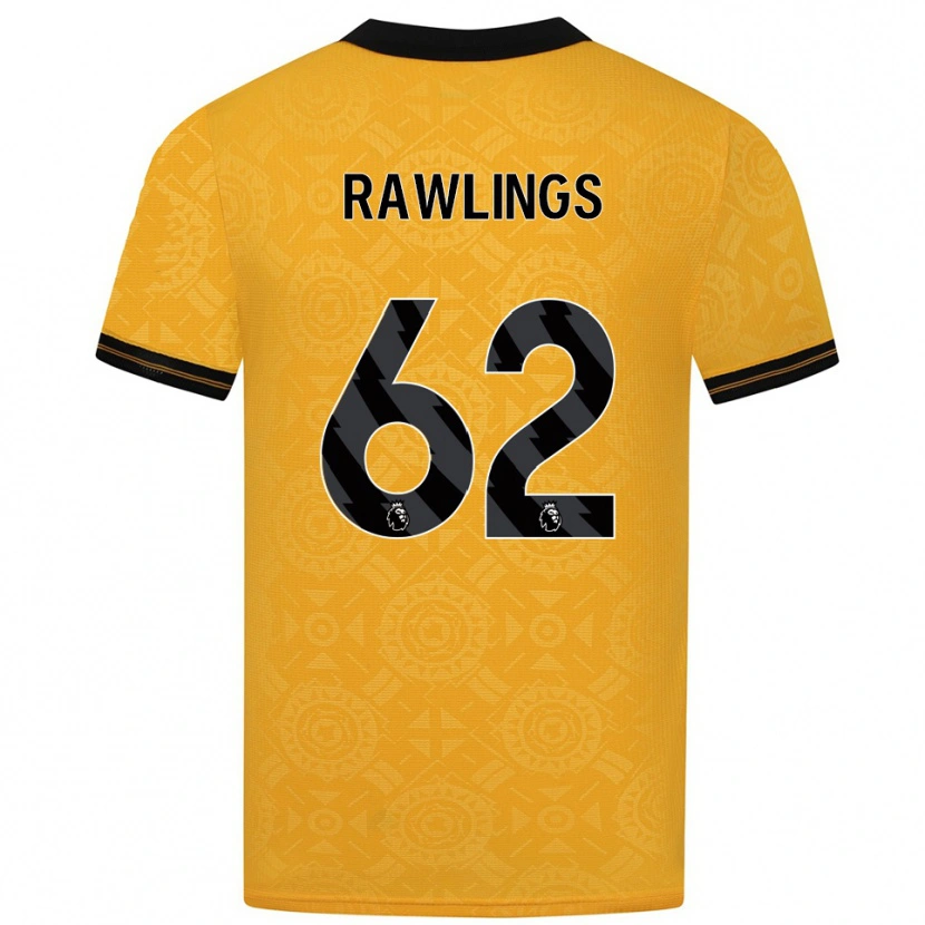 Danxen Uomo Maglia Luke Rawlings #62 Giallo Nero Kit Gara Home 2025/26 Maglietta