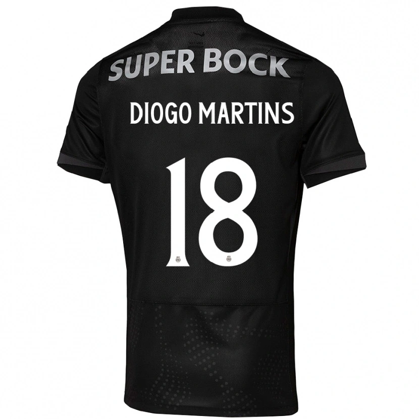 Danxen Uomo Maglia Diogo Martins #18 Nero Bianco Kit Gara Away 2025/26 Maglietta