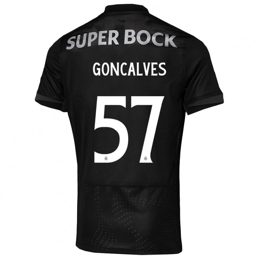 Danxen Uomo Maglia Inês Gonçalves #57 Nero Bianco Kit Gara Away 2025/26 Maglietta