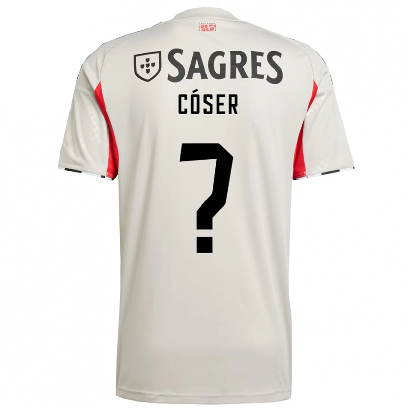 Danxen Uomo Maglia Tiago Cóser #0 Bianco Sporco Rosso Kit Gara Away 2025/26 Maglietta