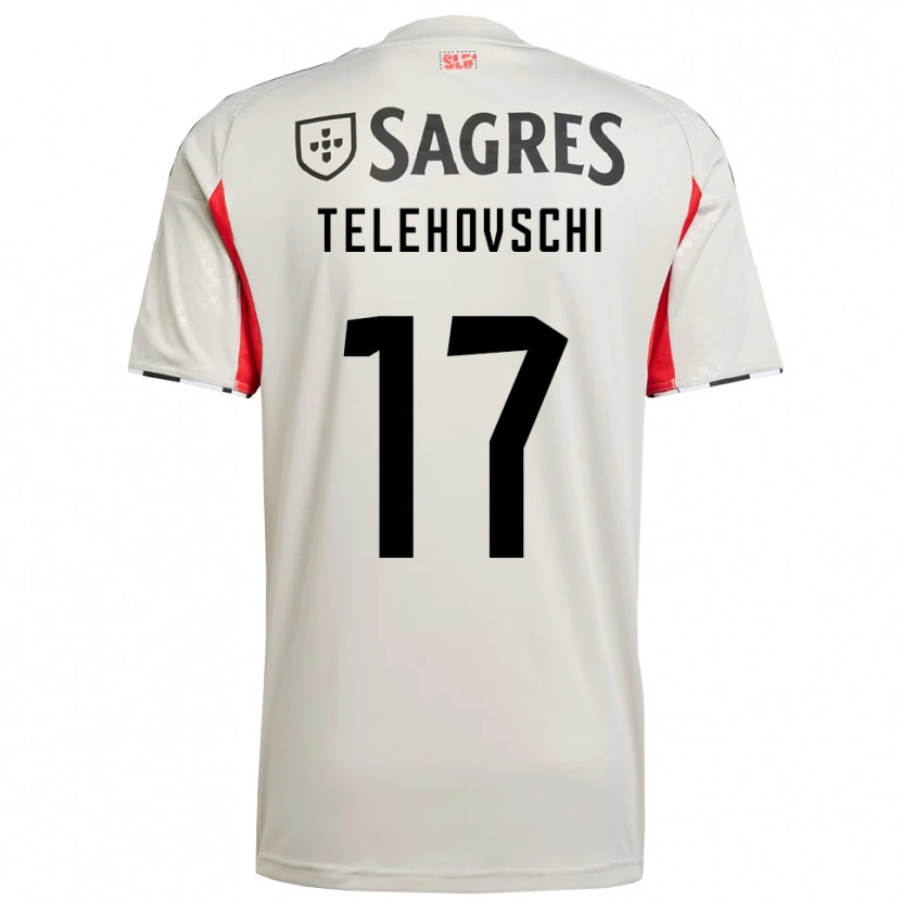 Danxen Uomo Maglia Dinis Telehovschi #17 Bianco Sporco Rosso Kit Gara Away 2025/26 Maglietta