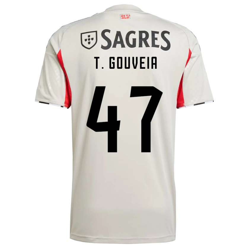 Danxen Uomo Maglia Tiago Gouveia #47 Bianco Sporco Rosso Kit Gara Away 2025/26 Maglietta