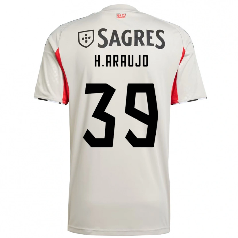Danxen Uomo Maglia Henrique Araújo #39 Bianco Sporco Rosso Kit Gara Away 2025/26 Maglietta