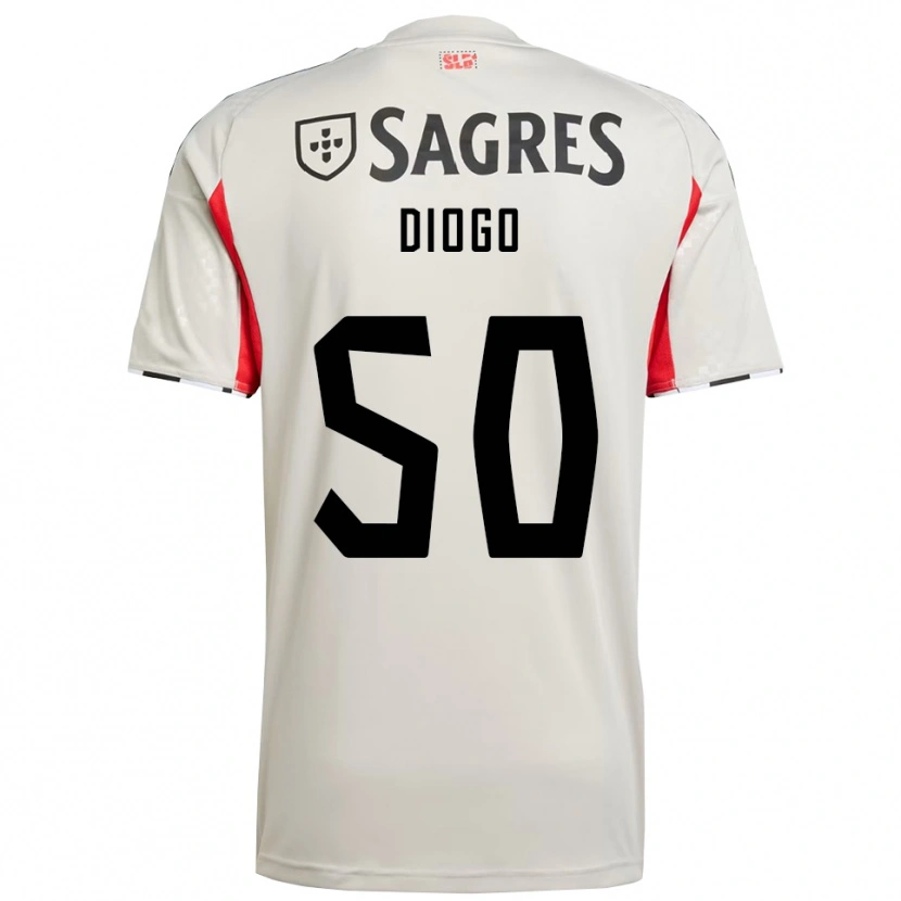 Danxen Uomo Maglia Diogo Ferreira #50 Bianco Sporco Rosso Kit Gara Away 2025/26 Maglietta
