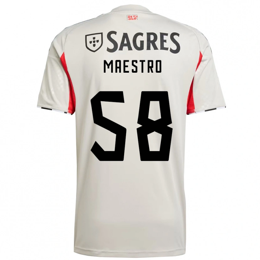 Danxen Uomo Maglia Maestro #58 Bianco Sporco Rosso Kit Gara Away 2025/26 Maglietta