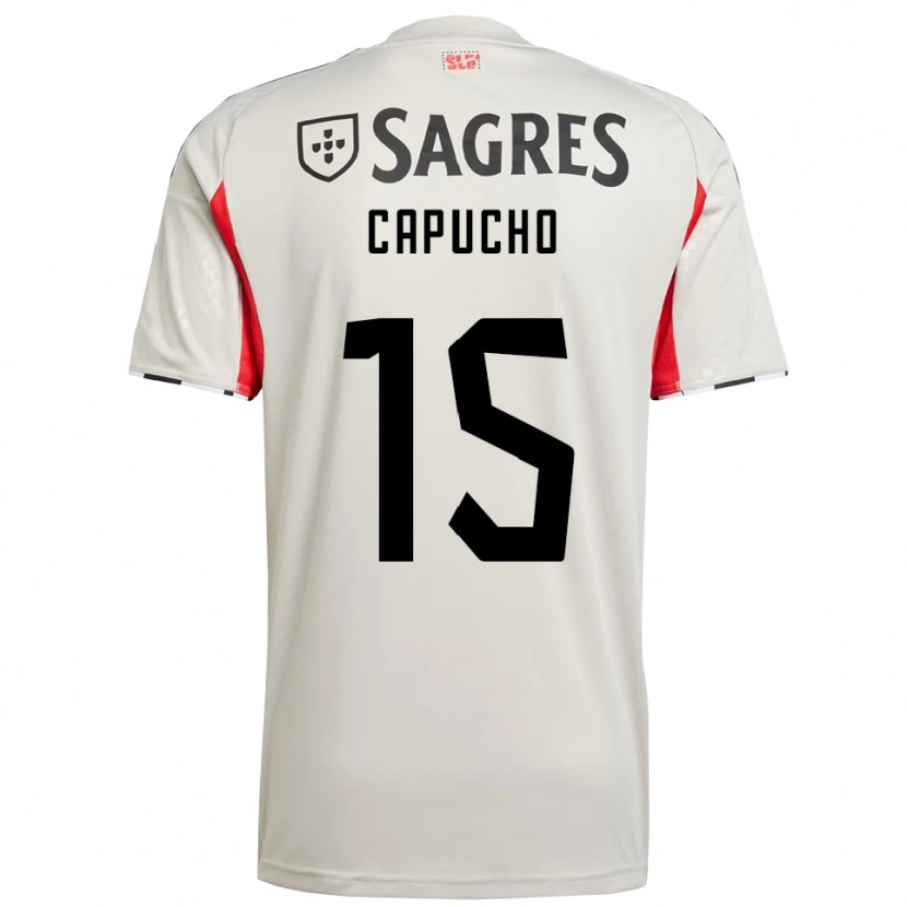 Danxen Uomo Maglia João Capucho #15 Bianco Sporco Rosso Kit Gara Away 2025/26 Maglietta