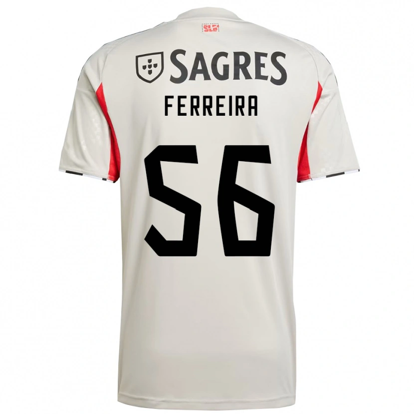 Danxen Uomo Maglia Martim Ferreira #56 Bianco Sporco Rosso Kit Gara Away 2025/26 Maglietta