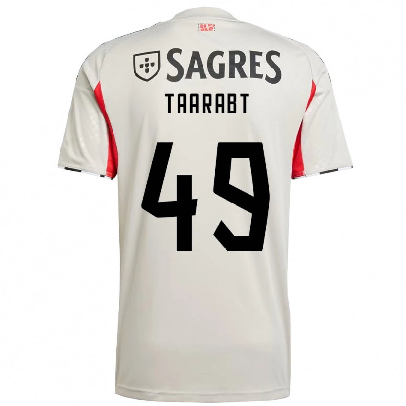 Danxen Uomo Maglia Adel Taarabt #49 Bianco Sporco Rosso Kit Gara Away 2025/26 Maglietta
