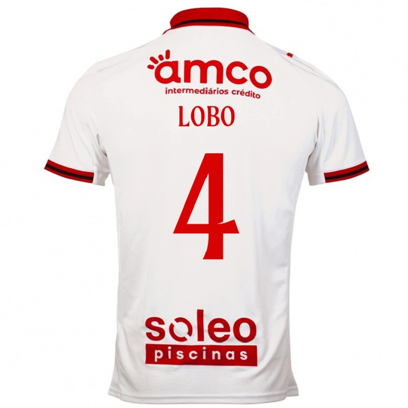 Danxen Uomo Maglia Diogo Lobo #4 Bianco Rosso Kit Gara Away 2025/26 Maglietta