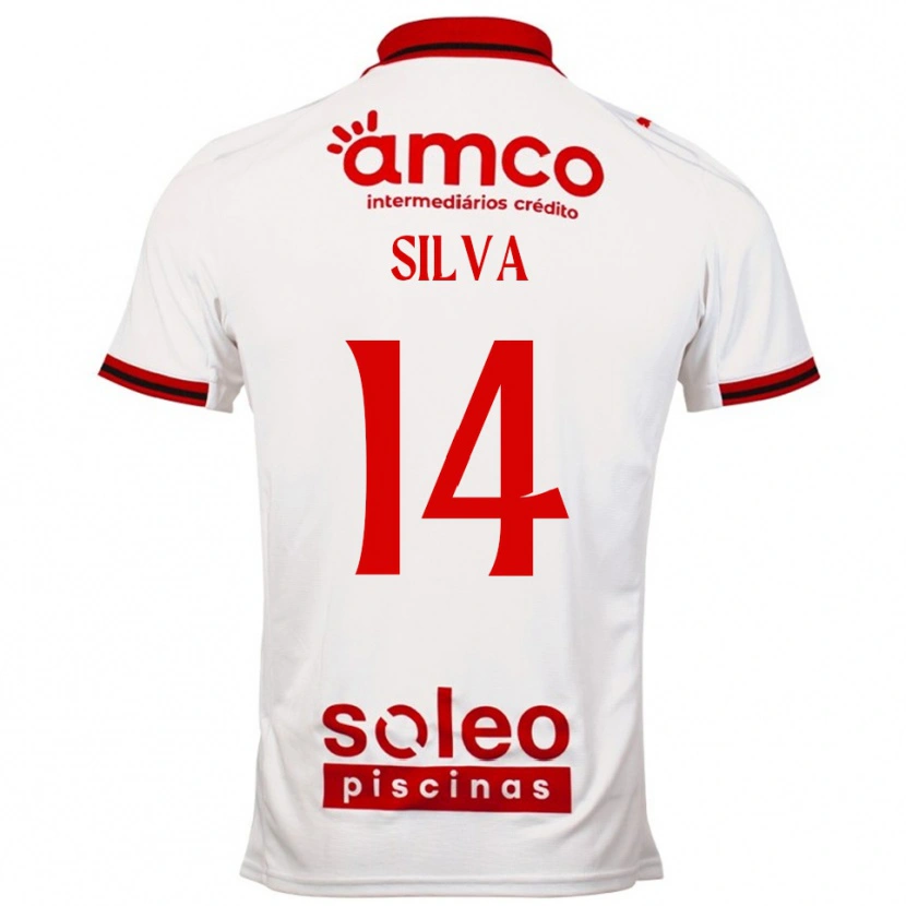 Danxen Uomo Maglia Dolores Silva #14 Bianco Rosso Kit Gara Away 2025/26 Maglietta