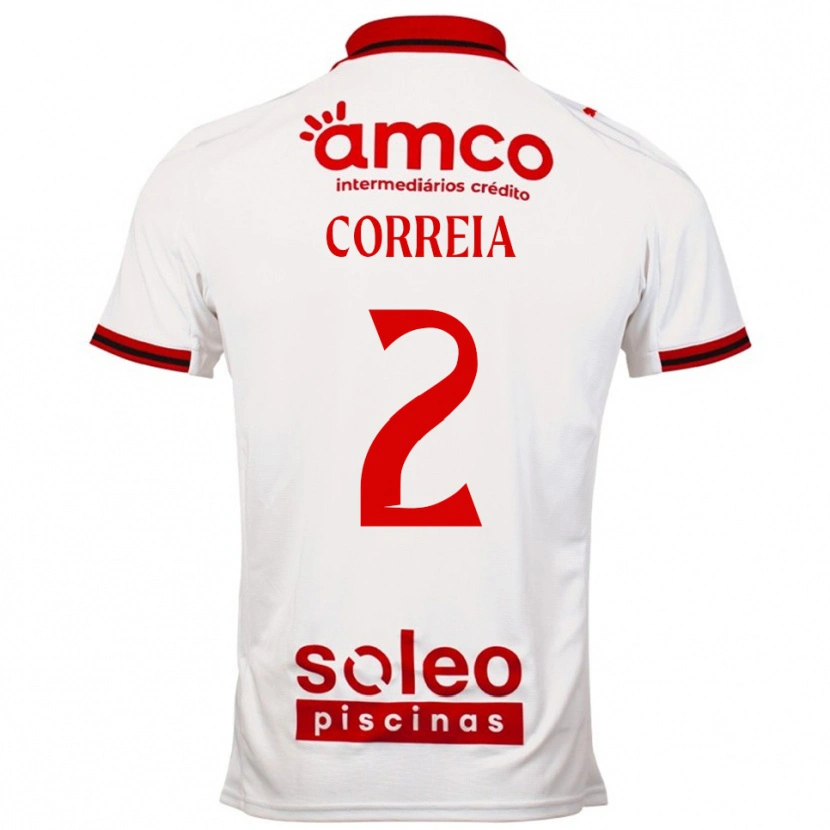 Danxen Uomo Maglia Nuno Correia #2 Bianco Rosso Kit Gara Away 2025/26 Maglietta