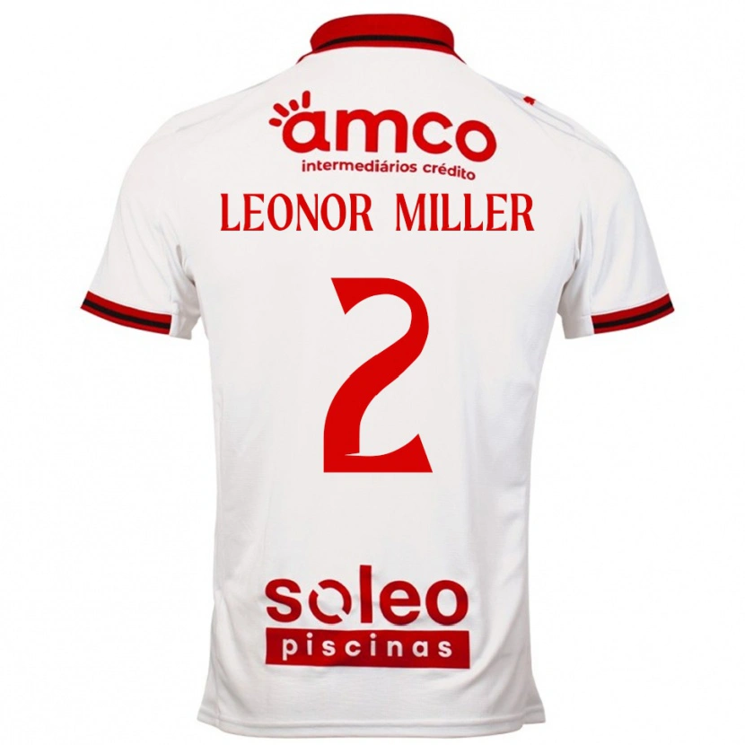 Danxen Uomo Maglia Maria Leonor Miller #2 Bianco Rosso Kit Gara Away 2025/26 Maglietta