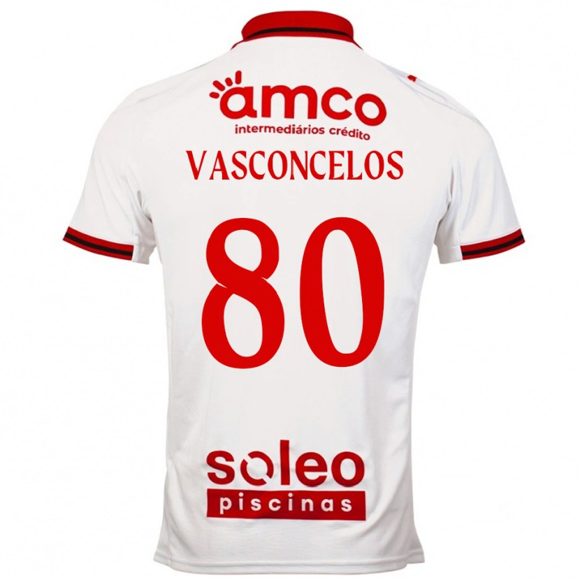 Danxen Uomo Maglia Vasconcelos #80 Bianco Rosso Kit Gara Away 2025/26 Maglietta