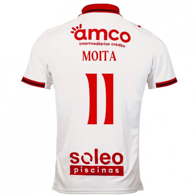Danxen Uomo Maglia Carlos Moita #11 Bianco Rosso Kit Gara Away 2025/26 Maglietta