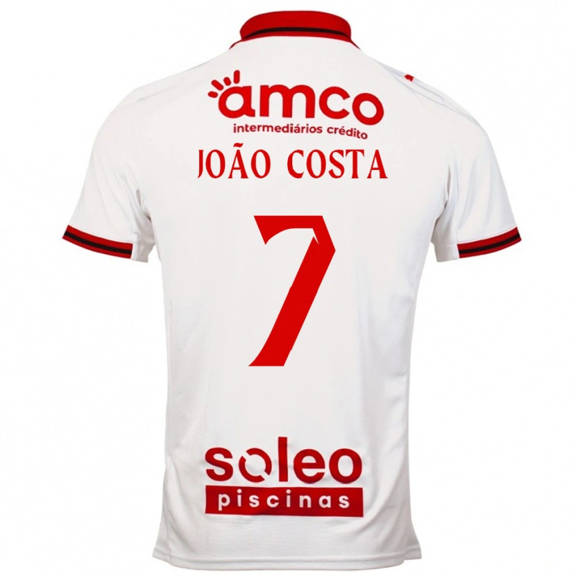 Danxen Uomo Maglia João Costa #7 Bianco Rosso Kit Gara Away 2025/26 Maglietta