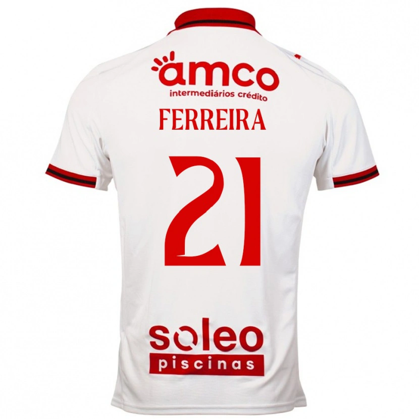 Danxen Uomo Maglia Ana Carolina Ferreira #21 Bianco Rosso Kit Gara Away 2025/26 Maglietta