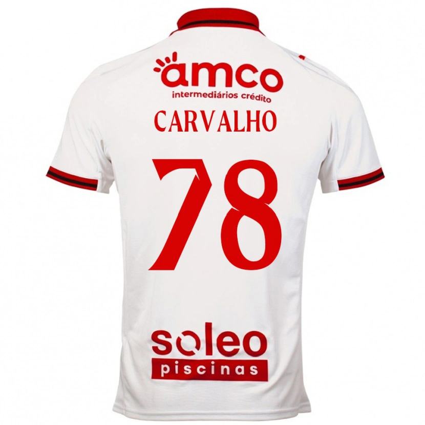 Danxen Uomo Maglia João Carvalho #78 Bianco Rosso Kit Gara Away 2025/26 Maglietta