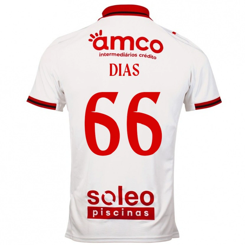 Danxen Uomo Maglia Gonçalo Dias #66 Bianco Rosso Kit Gara Away 2025/26 Maglietta