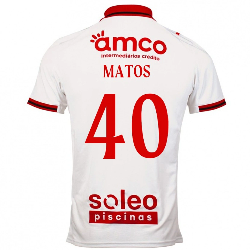 Danxen Uomo Maglia João Matos #40 Bianco Rosso Kit Gara Away 2025/26 Maglietta