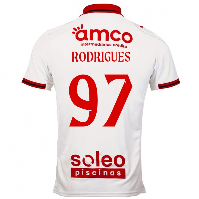 Danxen Uomo Maglia Dinis Rodrigues #97 Bianco Rosso Kit Gara Away 2025/26 Maglietta