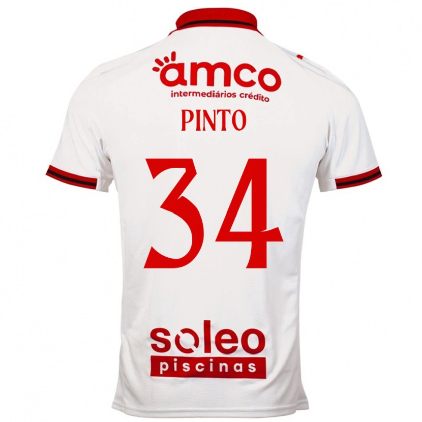 Danxen Uomo Maglia Ana Pinto #34 Bianco Rosso Kit Gara Away 2025/26 Maglietta