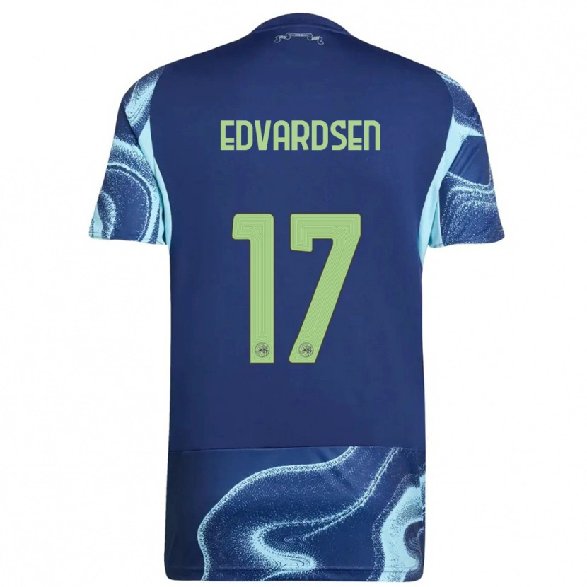 Danxen Uomo Maglia Oliver Edvardsen #17 Navy Azzurro Kit Gara Away 2025/26 Maglietta
