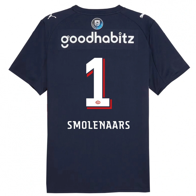 Danxen Uomo Maglia Tijn Smolenaars #1 Navy Bianco Kit Gara Away 2025/26 Maglietta