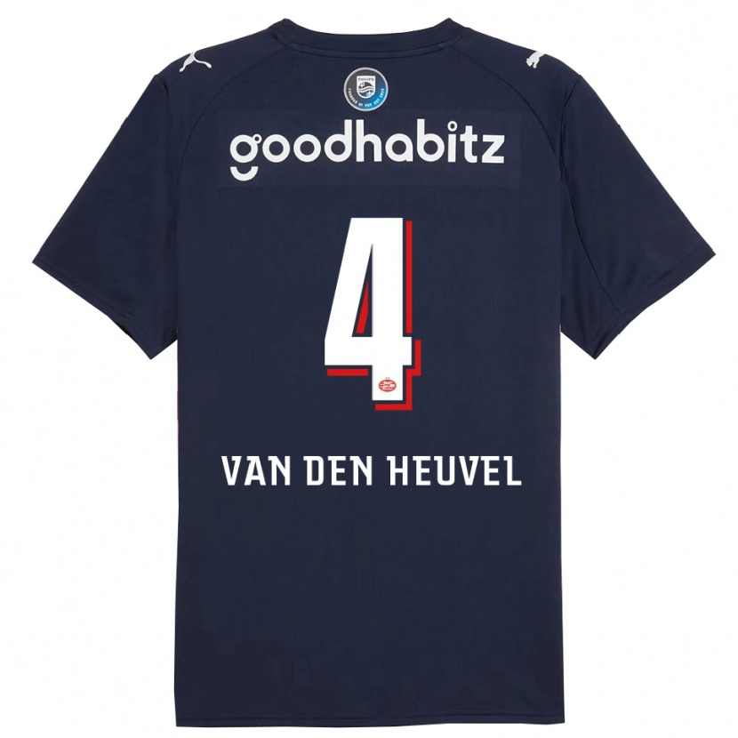 Danxen Uomo Maglia Tim Van Den Heuvel #4 Navy Bianco Kit Gara Away 2025/26 Maglietta