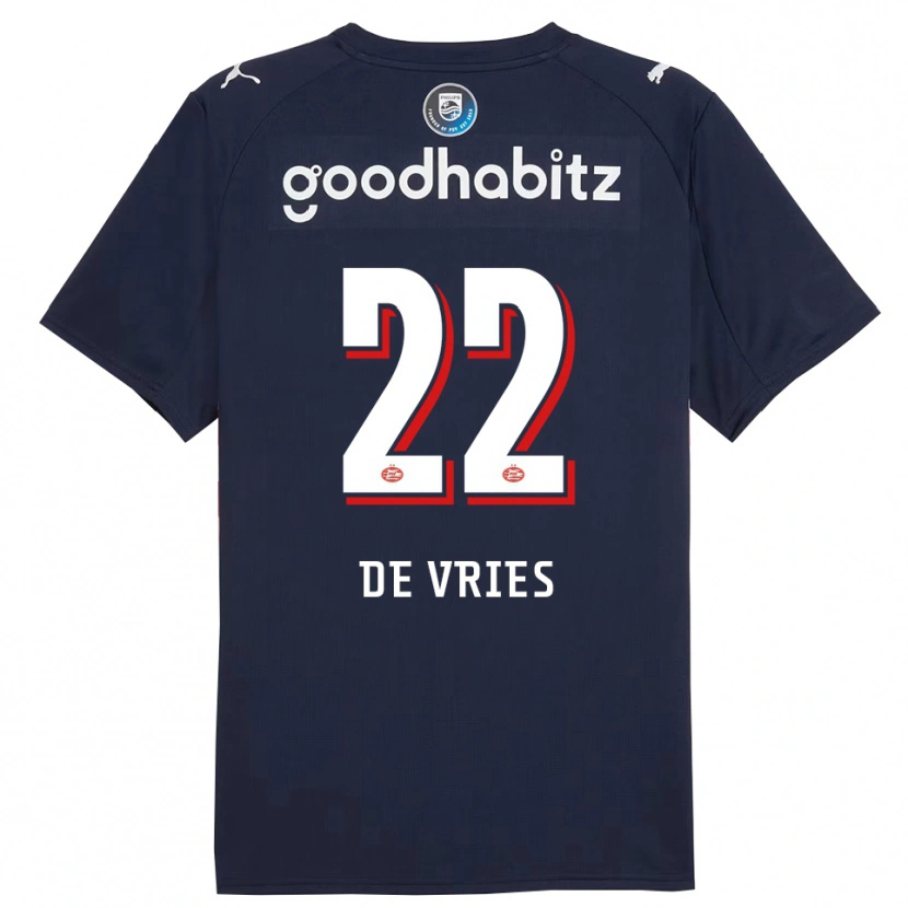 Danxen Uomo Maglia Lyam De Vries #22 Navy Bianco Kit Gara Away 2025/26 Maglietta