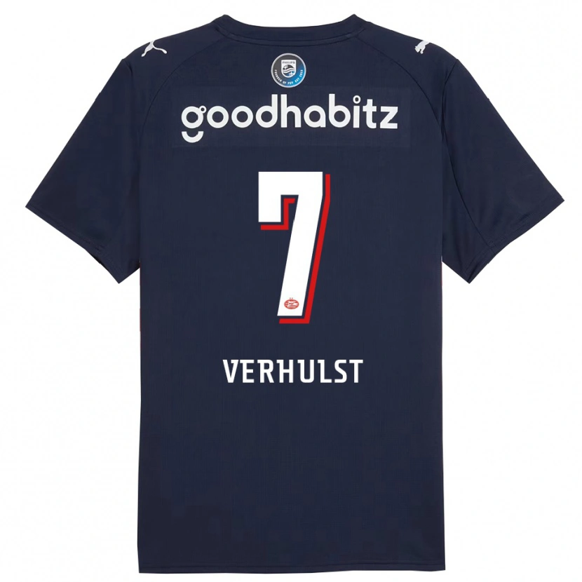 Danxen Uomo Maglia Gino Verhulst #7 Navy Bianco Kit Gara Away 2025/26 Maglietta