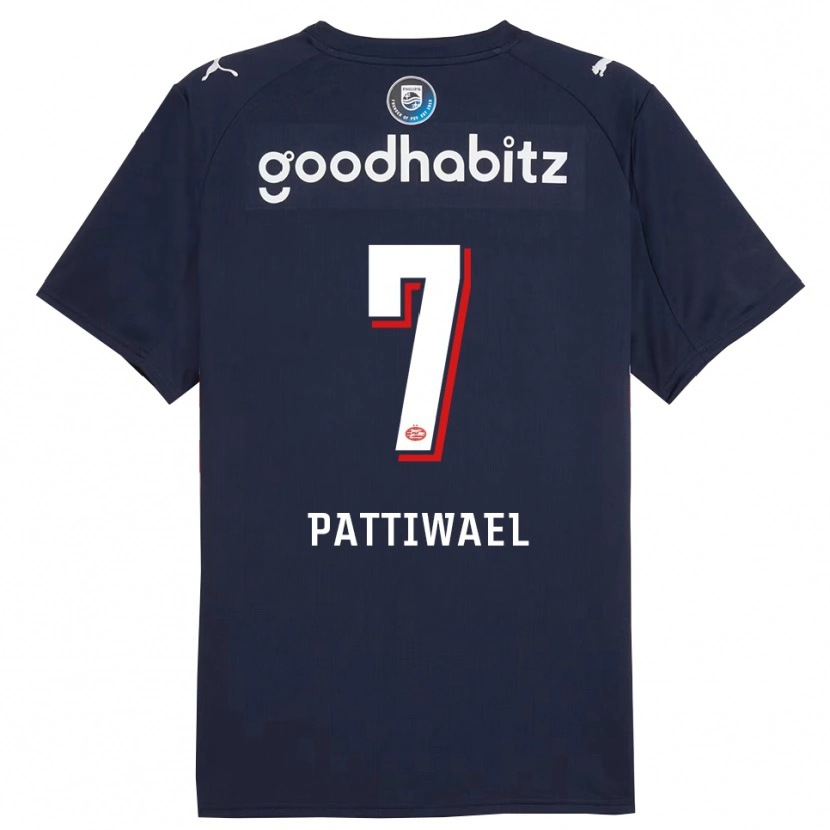 Danxen Uomo Maglia Naomi Pattiwael #7 Navy Bianco Kit Gara Away 2025/26 Maglietta